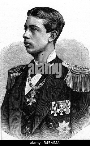 Heinrich, 14.8.1862 - 20.3.1929, Prinz von Preßburg, deutscher Admiral, Porträt, Gravur, um 1880, von der Kaiserlichen Marine, Deutschland, 19. Jahrhundert, Henry, Stockfoto