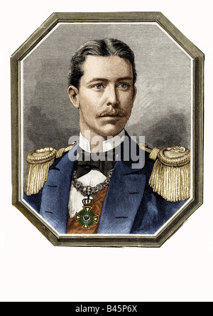 Heinrich, 14.8.1862 - 20.3.1929, Prinz von Preßburg, deutscher Admiral, Porträt, Gravur von 1887, Stockfoto