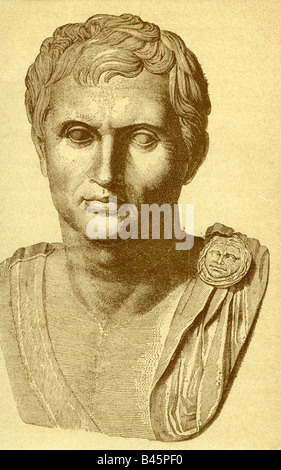 Pompeius Magnus, Gnaeus, 106 - 48 v. Chr., römischer Politiker & Militärführer, Porträt, alte Büste, Gravur, 19. Jahrhundert, Pompeius der Großen, alten Welt, Römisches Reich, Stockfoto