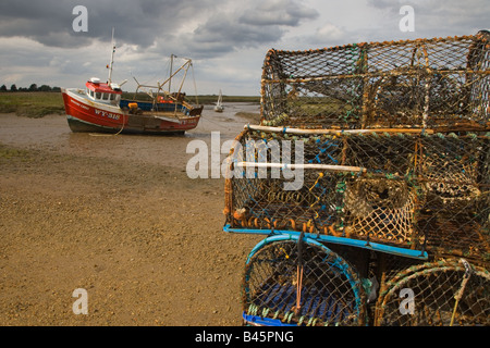 Krabben Sie-Töpfe Brancaster Staithe Norfolk UK Stockfoto