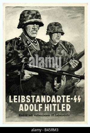 Nationalsozialismus/Nationalsozialismus, Organisationen, Schutzstaffel (SS), bewaffnete SS, Rekrutierungsplakat für "Leibstandarte Adolf Hitler", ca. 1941, Stockfoto