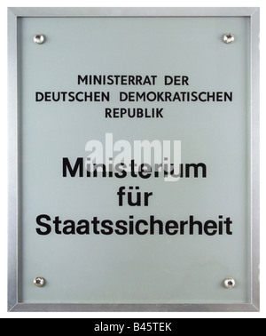 Geografie/Reisen, Deutschland, Deutsche Demokratische Republik, Büros, Ministerium für Staatssicherheit 1950 - 1990, Zeichen, 20. Jahrhundert, Stockfoto