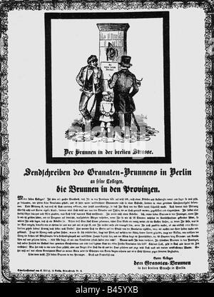 Ereignisse, Revolution 1848 - 1849, Deutschland, Preßburg, Plakat, 'Sendschreiben des Granatenbrunnens in Berlin', 1848, Stockfoto