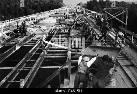 Nationalsozialismus / Nationalsozialismus, Architektur, Autobahnbau, Bau-Mangfall-Brücke, Oberbayern, 1934 - 1935, Stockfoto