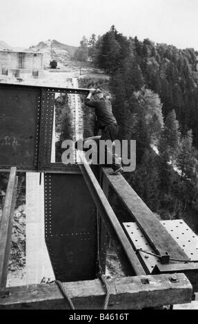 Nationalsozialismus / Nationalsozialismus, Architektur, Autobahnbau, Bau-Mangfall-Brücke, Oberbayern, 1934 - 1935, Stockfoto