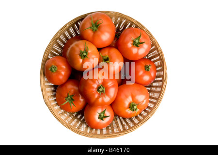 Korb mit Bio Tomaten Stockfoto