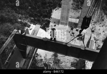 Nationalsozialismus / Nationalsozialismus, Architektur, Autobahnbau, Bau-Mangfall-Brücke, Oberbayern, 1934 - 1935, Stockfoto