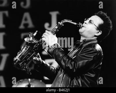 Foster, Alex, * 1953, US-amerikanischer Musiker (Saxophonist), halbe Länge, während einer Perforenz, Bern, 1998, Stockfoto