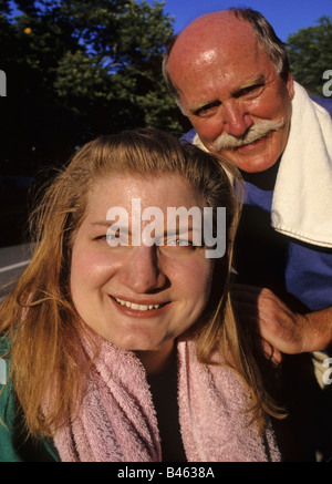 Übergewichtige Frau mit älteren Mann Stockfoto