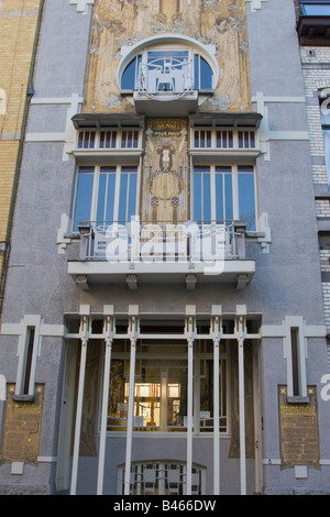 Paul Cauchies Jugendstil-Gebäude "Maison de Cauchie" 1905 erbaut und 2001 renoviert, 5 rue des Francs, Brüssel, Belgien Stockfoto