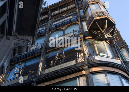 Jugendstil-Gebäude, Gehäuse Musee des Instruments de Musique, rue 2 Montagne De La Cour, Brüssel-Belgien Stockfoto