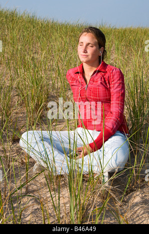 Frau und Ipod Stockfoto