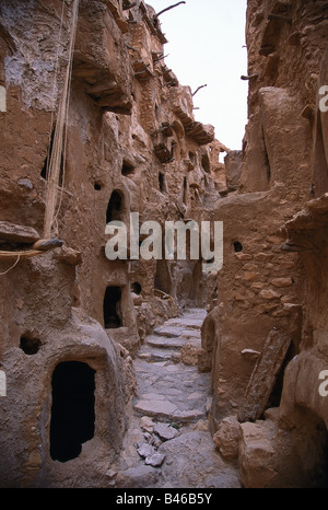 Eine alte Berber Qasr oder Getreidespeicher zur Aufbewahrung von Lebensmitteln in Nalut, Libyen. Stockfoto