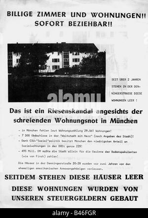 Geografie/Reisen, Deutschland, Politik, Parteien, Deutsche Kommunistische Partei (Deutsche Kommunistische Partei, DKP), Flyer über Wohnungsnot in München, ca. 1970, Stockfoto