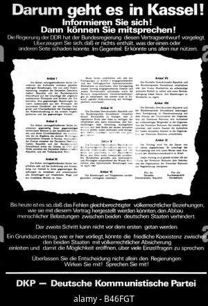 Geografie/Reisen, Deutschland, Politik, Parteien, Deutsche Kommunistische Partei (Deutsche Kommunistische Partei, DKP), Flyer zum deutschen bilateralen Treffen in Kassel, 1970, Stockfoto