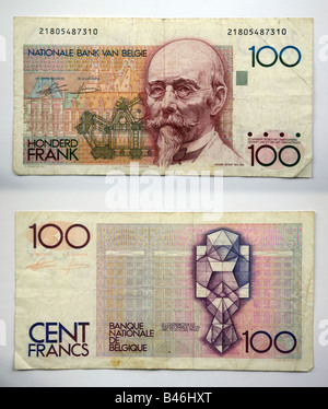 Banknoten aus Belgien Stockfoto