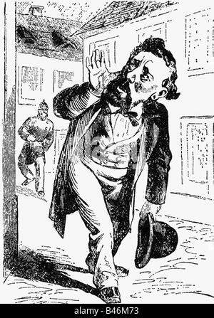 Liebknecht, Wilhelm, 29.3.1826 - 7.8.1900, deutscher Politiker (SPD), Karikatur, "Nichts zu rütteln?", Holzgravur, "Kladderadatsch", Stockfoto