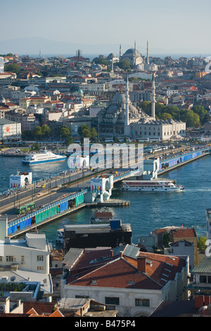 Galata-Brücke und und Hagia Sophia Stockfoto