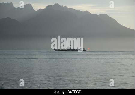Fähre auf dem Genfersee Stockfoto