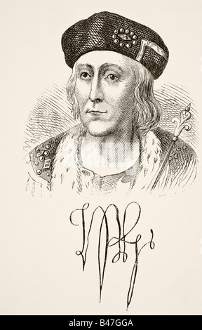 Autograph und Porträt von König Heinrich VII. Von England, 1457 - 1509. Stockfoto