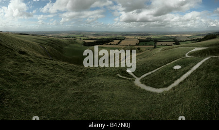 Ein Blick aus dem weißen Pferd bei Uffington Stockfoto