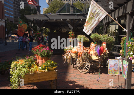Blume-Stall in Boston, Massachusetts, in der Nähe der Markthalle Quincy Stockfoto
