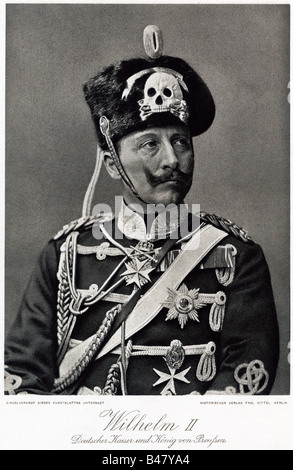 William II, 27.1.1859 - 4.6.1941, deutscher Kaiser 15.6.1888-9.11.1918, halbe Länge, Kupferdruck nach Fotografie, 19. Jahrhundert, Stockfoto