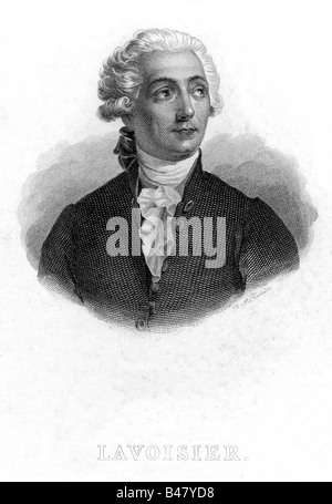 Lavoisier, Antoine Laurent de, 26.8.1743 - 8.5.1794, französischer Chemiker, Porträt, Kupferstich aus dem 19. Jahrhundert,, Artist's Urheberrecht nicht gelöscht werden Stockfoto