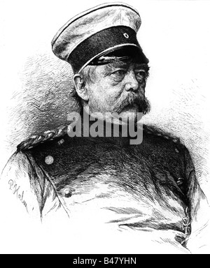 Otto von, 1.4.1815 - 30.7.1898, deutscher Politiker, Kanzler 21.3.1871 - 20.3.1890, Porträt, Radierung durch P. Halm, 1879/1880, Stockfoto