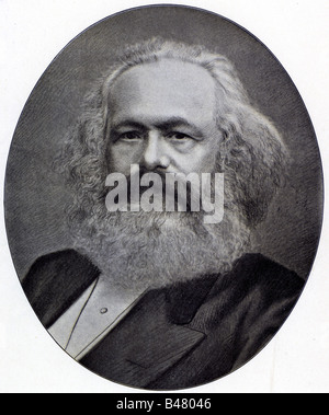 Marx, Karl, 5.5.186 - 14.3.1883, deutscher Philosoph, Porträt, Zeichnung, 20. Jahrhundert, Stockfoto