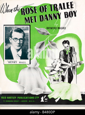 Wenn The Rose of Tralee Danny Boy 1940 Musik Blatt Abdeckung für eine irische Ballade von der Big Band von Henry Hall trifft Stockfoto