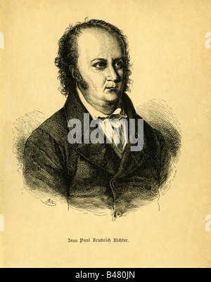 Richter, Jean Paul Friedrich, 21.3.173 - 14.11.1956, deutscher Autor/Schriftsteller, Porträt, Gravur von Adolf Neumann, ca. 1880, Stockfoto