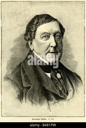 Rossini, Gioacchino Antonio, 29.2.1792 - 13.11.1868, italienischer Komponist, Porträt, Stahlstich, Jahrhundert, Artist's Urheberrecht nicht gelöscht werden Stockfoto