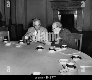 Veranstaltungen, Zweiter Weltkrieg/zweiter Weltkrieg, Konferenzen, Konferenz von Jutta, 4.2.1945 - 11.2.1945, Franklin D. Roosevelt und Winston Churchill verhandeln unter vier Augen, Livadia Palace, Stockfoto