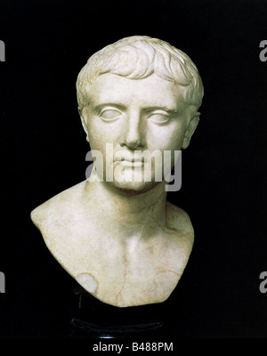 Drusus der ältere (Nero Claudius Drusus), 14.1.38 - 14.9.9 v. Chr., römischer Militärführer, Stiefsohn des Kaiser Augustus, Porträt, Büste, Marmor, 44 cm, Museo Capitolino Rom, Stockfoto