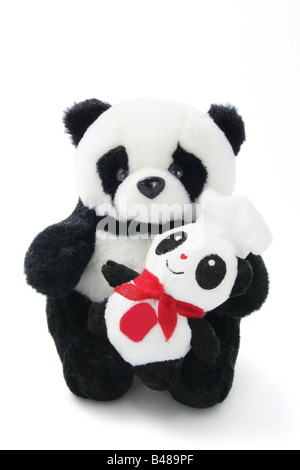 Stofftier Panda mit Baby Stockfoto