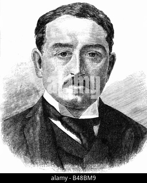 Rhodes, Cecil 5.7.1853 - 26.3.1902, britischer Politiker, Premierminister der Kapkolonie 1890 - 1896, Porträt, Holzgravur von Oskar L. Geyer, ca. um das Jahr 1895, Stockfoto