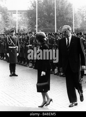 Kohl, Helmut, * 3.4.1930, deutsche Politikerin (CDU), Kanzlerin von Deutschland 1982 - 1998, halbe Länge, mit Margaret Thatcher, Aufnahme des britischen Premierministers Bonn, 28.10.1982, Stockfoto