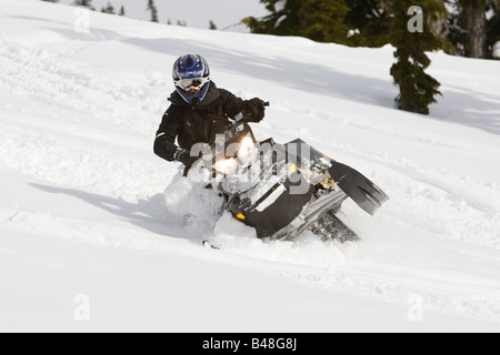 Schneemobil-Abenteuer-Tour in Whistler, British Columbia Stockfoto