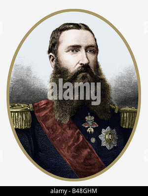 Leopolds II., 9.4.1835 - 17.12.1909, König von Belgien 17.12.1865 - 17.12.1909, Porträt, Holzgravur, spätes 19. Jahrhundert, später farbig, Stockfoto