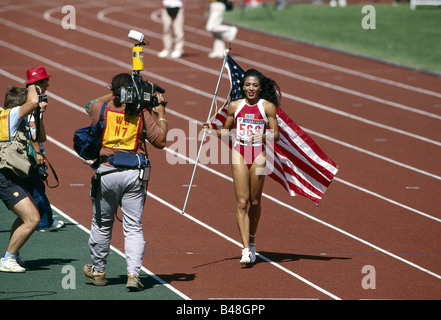 Griffith-Joyner, Florenz, 21.12.1959 - 21.9.1998, US-Athlet (Leichtathletik), volle Länge, Olympische Spiele, Seoul, 1988, Stockfoto