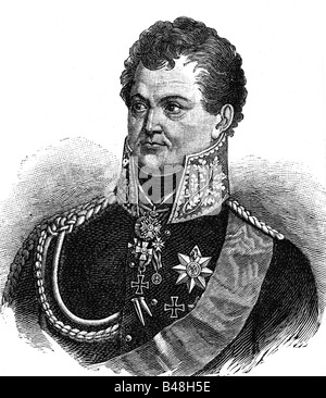 Gneisenau, August Wilhelm Graf Neidhardt von, 27.10.60 - 23.8.1831, preussischer General, Porträt, Holzgravur, 19. Jahrhundert, Stockfoto