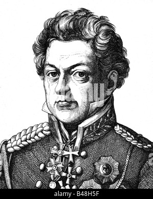 Gneisenau, August Wilhelm Graf Neidhardt von, 27.10.60 - 23.8.1831, preussischer General, Porträt, Holzgravur, 1857, Stockfoto
