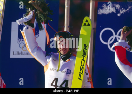 Weißflog, Jens, * 21.7.1964, deutscher Sportler (Skispringen), Winterolympiade, Olympische Spiele, Lillehammer, 1994, Stockfoto