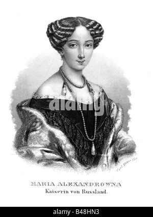 Maria Alexandrowna, 8.8.1824 - 3.6.1880, Kaiserin von Russland 18.2.1855 - 3.6.1880, Porträt, Stahlstich, Jahrhundert, Artist's Urheberrecht nicht gelöscht werden Stockfoto