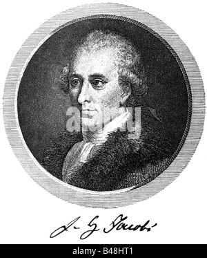 Jacobi, Friedrich Heinrich, 25.1.1743 - 10.3.1819, deutscher Philosoph, Schriftsteller/Autor, Porträt, Gravur von Geyser nach Malerei von Eich, 19. Jahrhundert, Philosophie, Literatur, Stockfoto