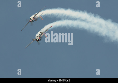 Shuttleworth (Sammlung) Air Show 2008 Super Yakovlevs Yakovlev Yak 50 und 52 (russische Trainer) Stockfoto