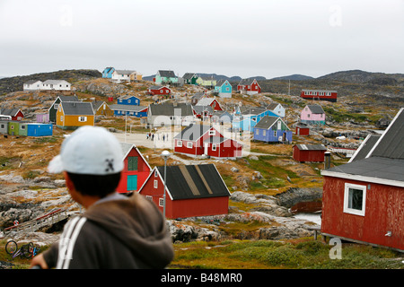 Aug 2008 - Blick über das kleine Dorf Itilleq Grönland Stockfoto