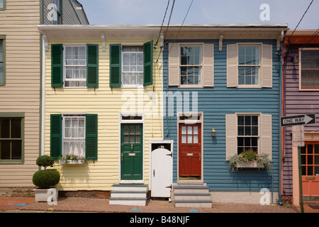 Bunten Reihenhäuser in Annapolis, Maryland USA Stockfoto