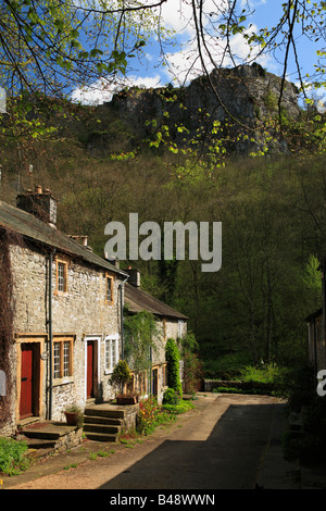 Ferienhäuser in ravensdale Cressbrook Dale, Derbyshire, Peak District National Park, England, UK. Stockfoto